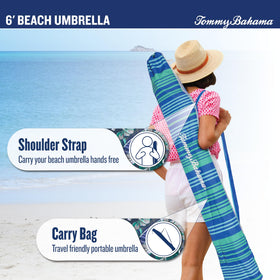 Tommy Bahama umbrella powder-coated pole detail emphasizes rust resistance and durability.