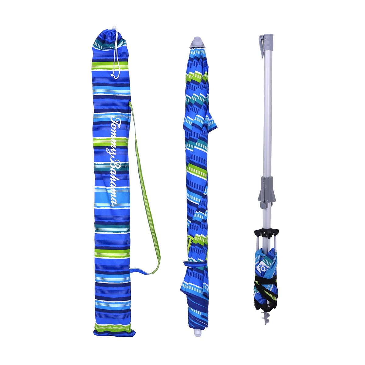Tommy Bahama umbrella's telescopic aluminum pole enables quick height adjustment