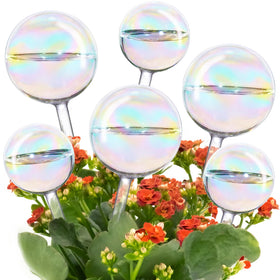 Tomorotec iridescent glass self-watering globe large set provides steady moisture for larger plants