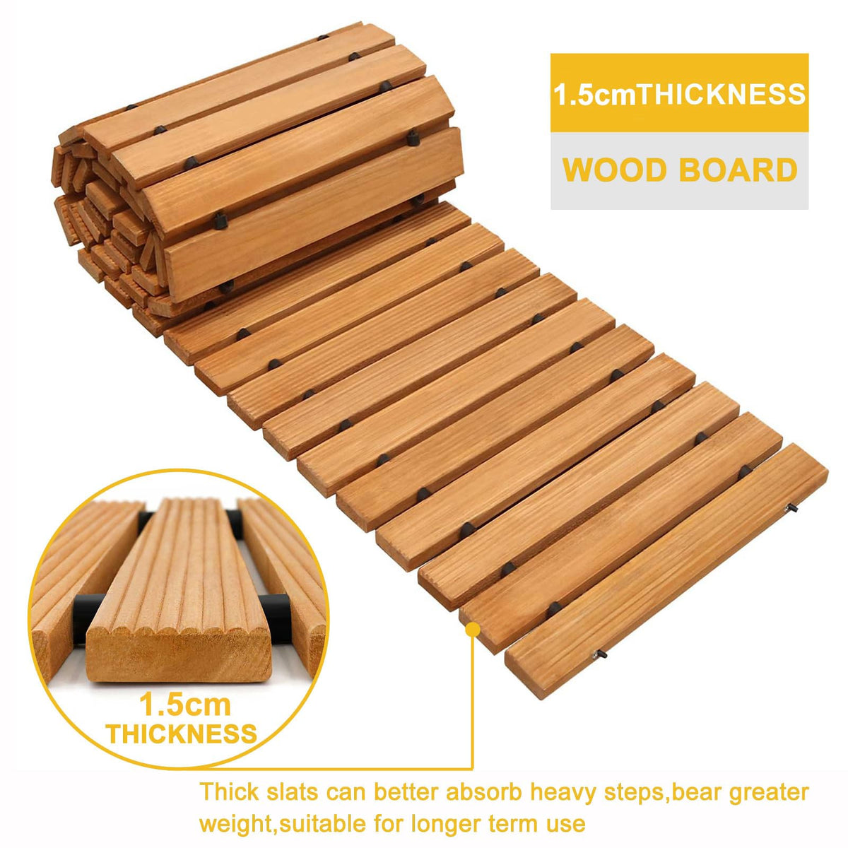TONAHUTU cedar walkway demonstrates weather-resistant features for outdoor longevity.
