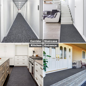 Tonchean grey entrance rug blends with modern interiors while staying practical.