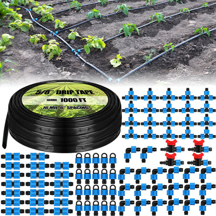 Tondiamo 1000 ft drip tape kit package for comprehensive garden irrigation.