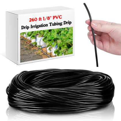 tondiamo 260ft drip tubing coil shows durable black PVC for long-lasting irrigation