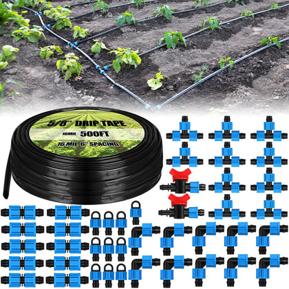 Tondiamo 500ft drip tape kit ready for garden irrigation setup.