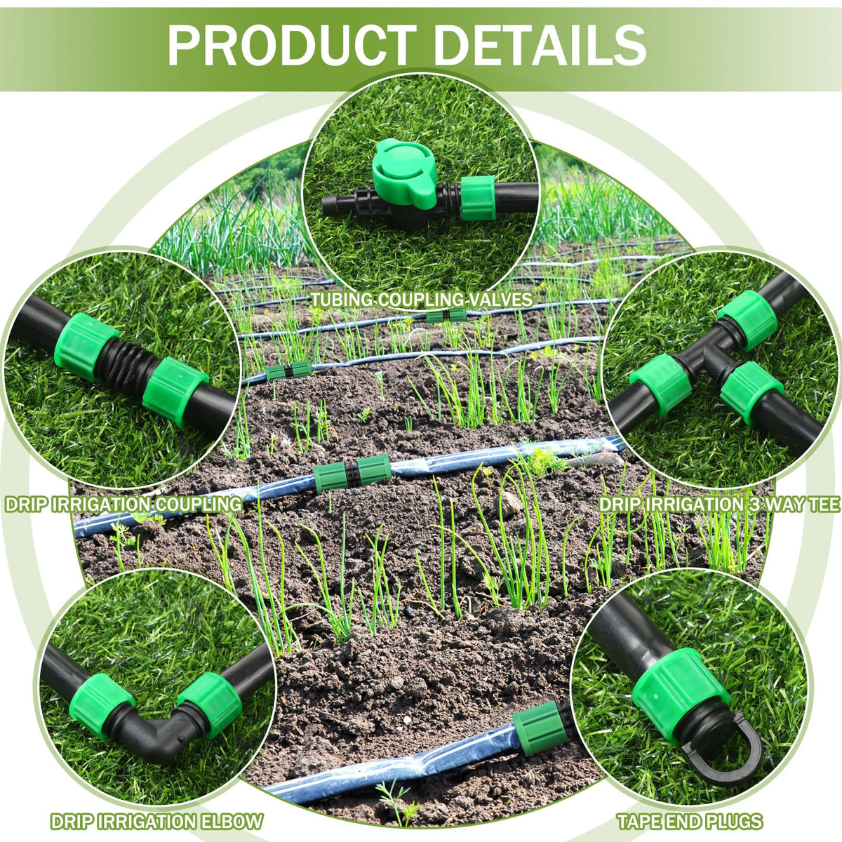 Tondiamo elbow fitting guides water to plant rows precisely