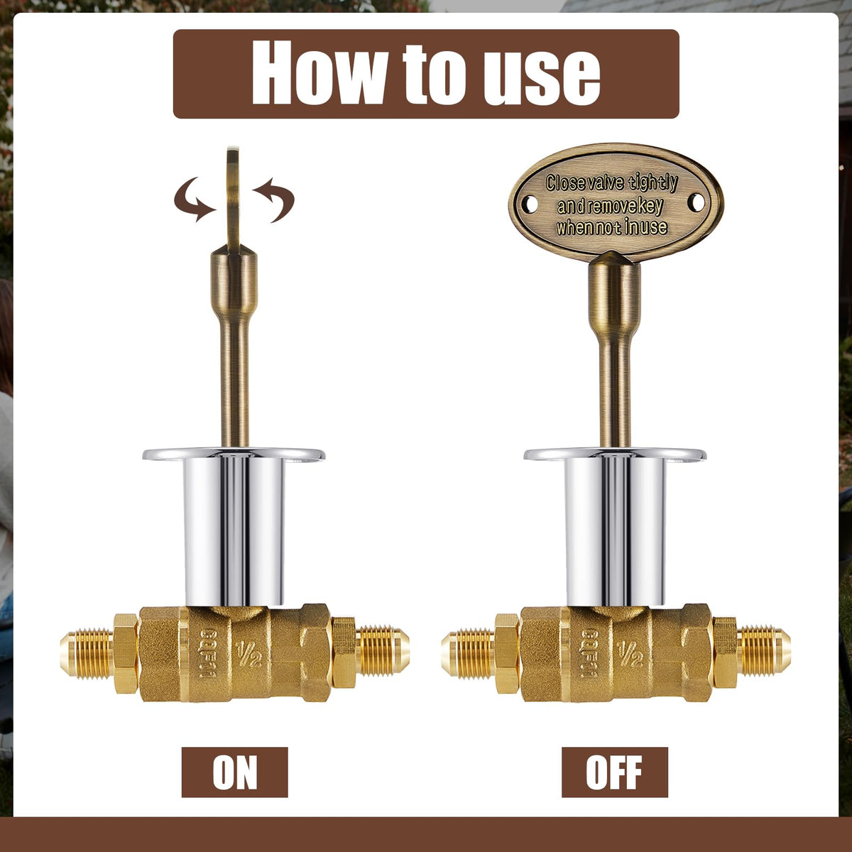 Tondiamo fireplace key with brass chrome finish for durability