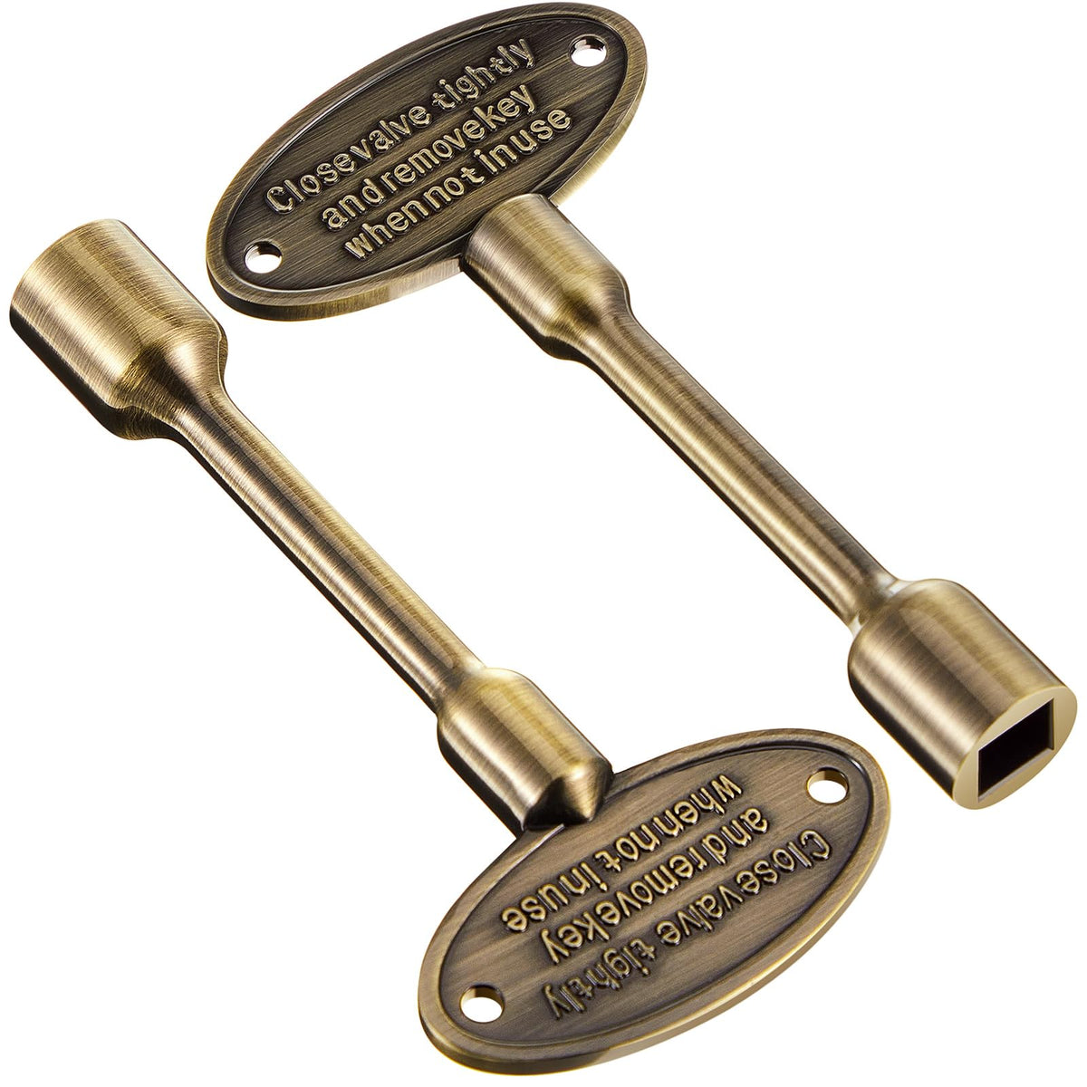 Tondiamo gas valve key in polished brass with 3-inch reach