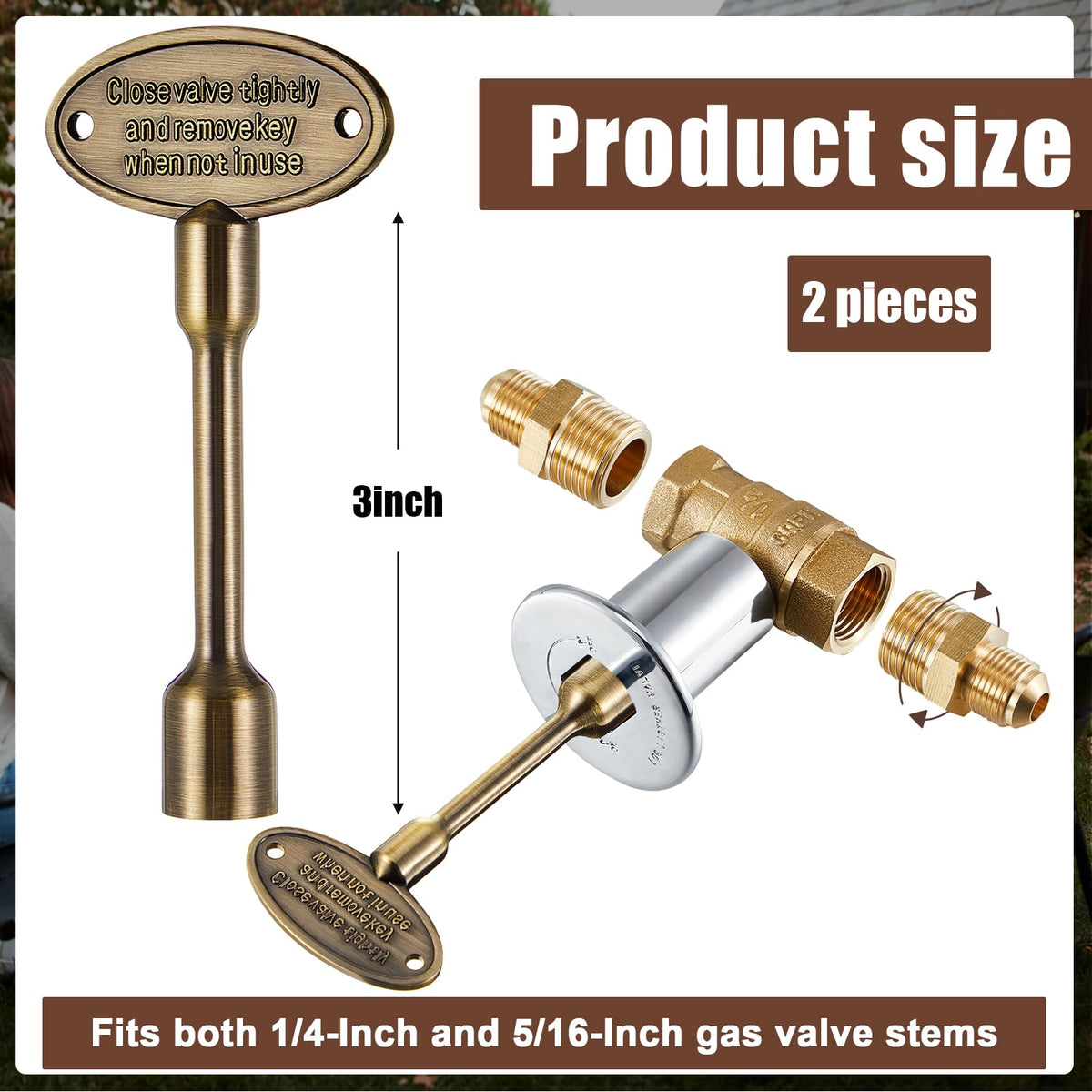 Tondiamo universal valve key fits 1/4in and 5/16in turn balls for versatile use