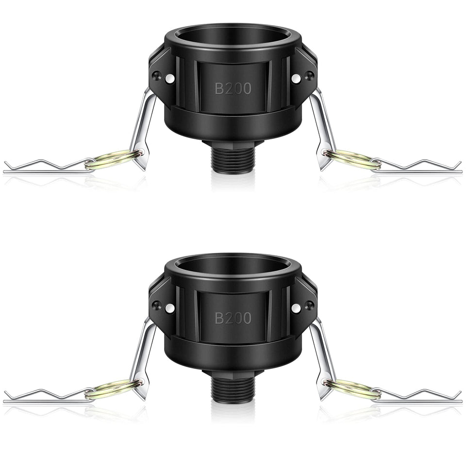 Tondiamo IBC tote drain adapter with 2in camlock to 3/4in hose connection for easy dispensing