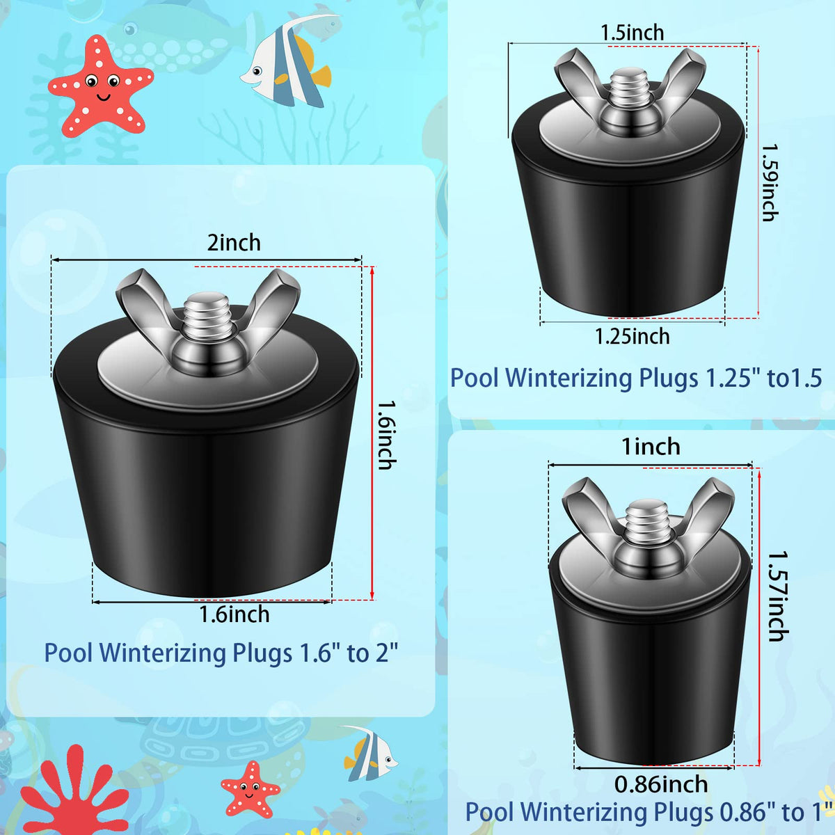 Tondiamo pool plug 1.5-inch size sealing the pool return line.