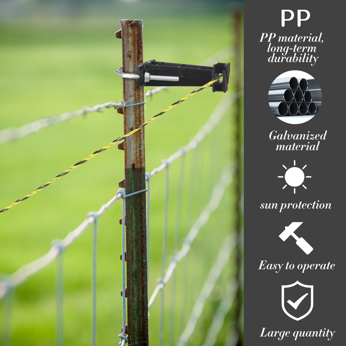 Tondiamo fits square or round tubing up to 2 inches for flexible fencing