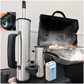 TONFUGLN Advanced Smoke Tube on pellet smoker, front view, enhances flavor with filtered smoke.