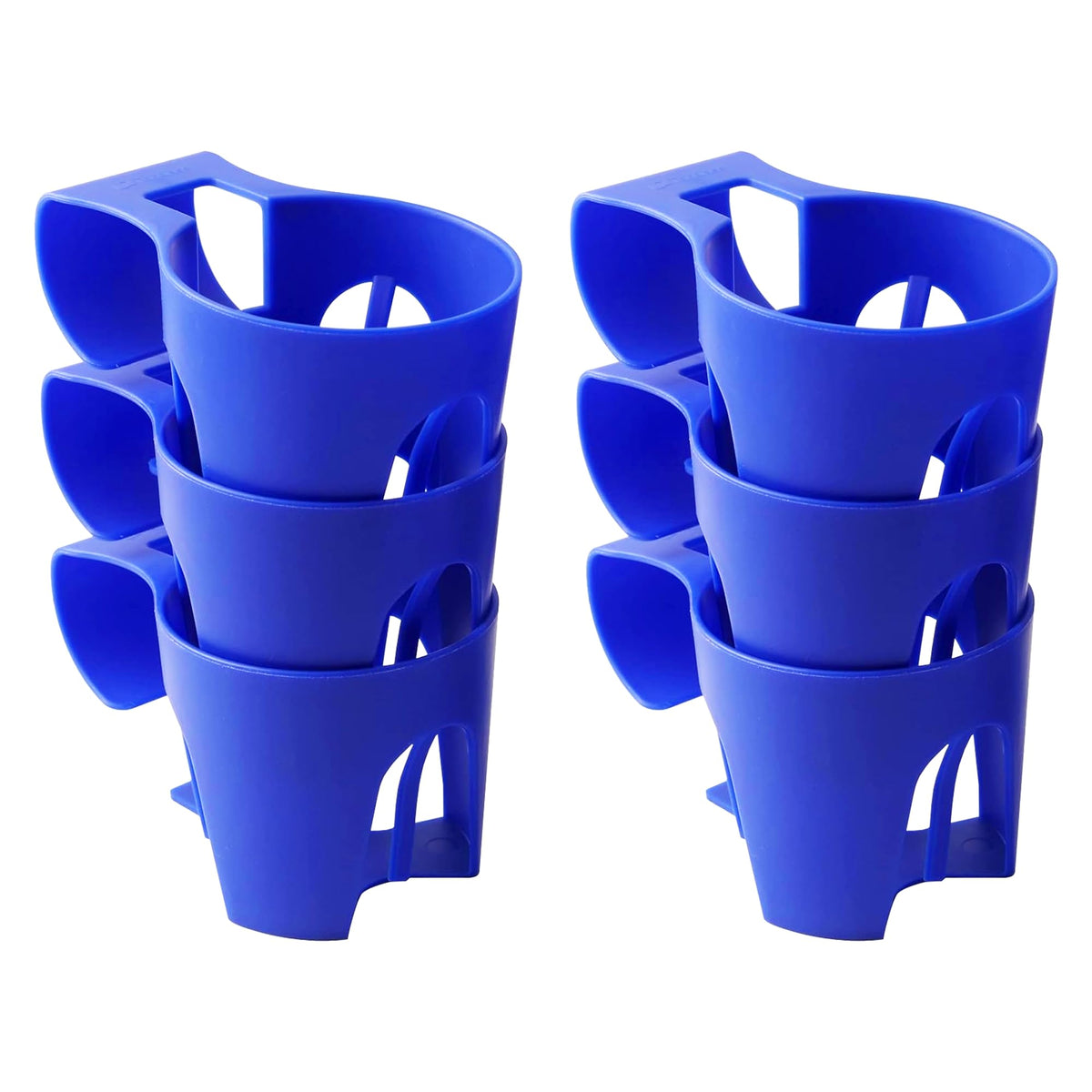 TonGass blue six-pack cup holders clip onto pool bars for stable drinks.