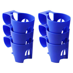 TonGass blue six-pack cup holders clip onto pool bars for stable drinks.