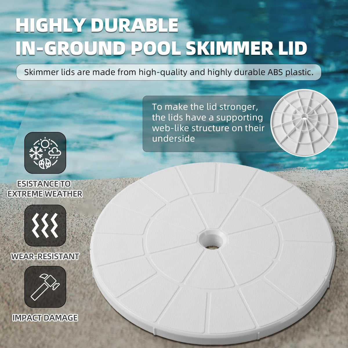 TonGass 9-inch pool lid installed securely on deck