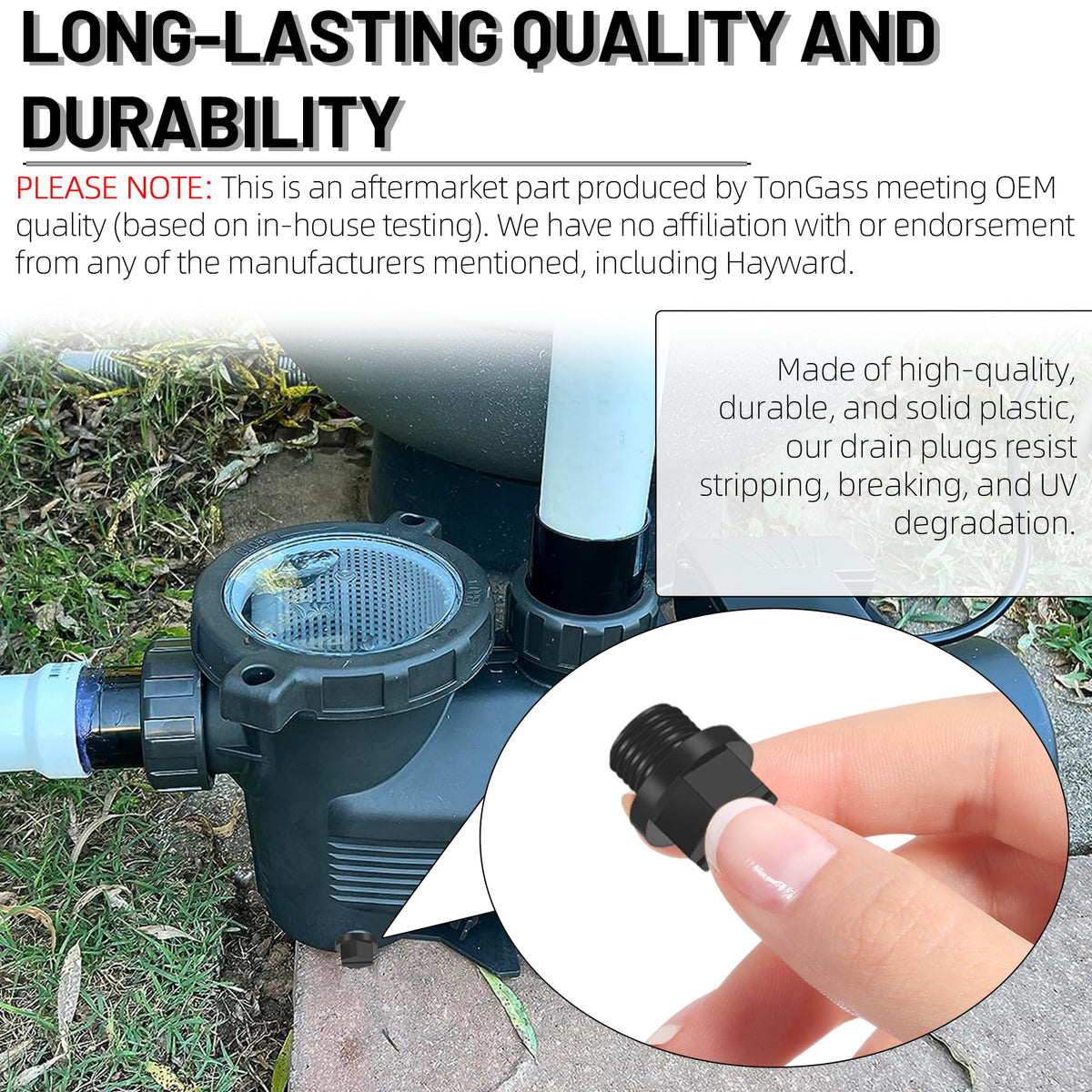 TonGass drain plug for PowerFlo II XE series compatibility
