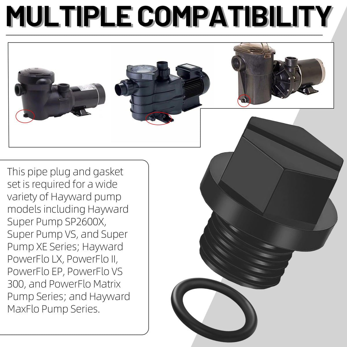 TonGass drain plug with gasket supports watertight seal on PowerFlo LX