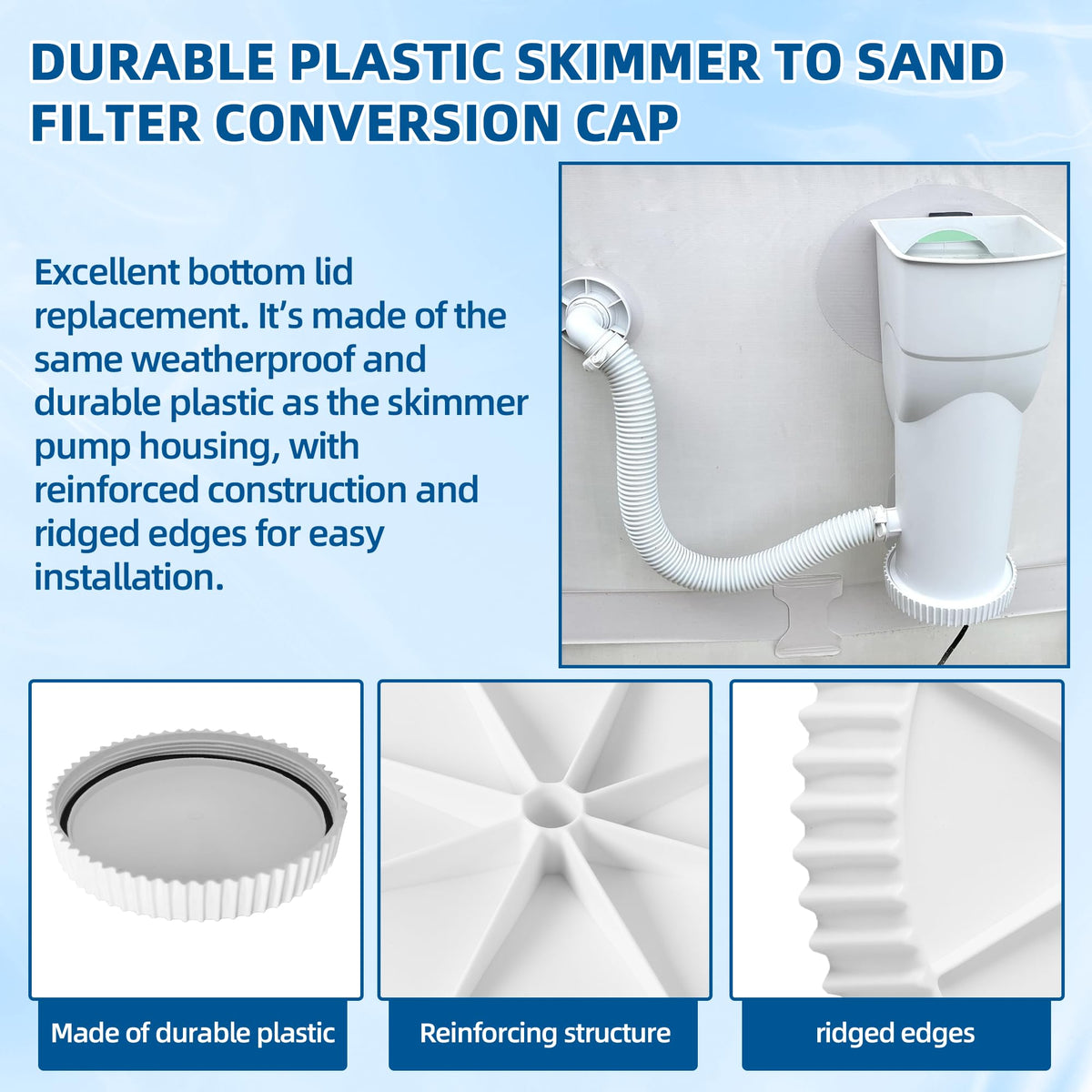 TonGass cap with ridged edges facilitates quick installation