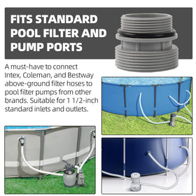 TonGass gray plastic pool adapter shown on fittings for durability