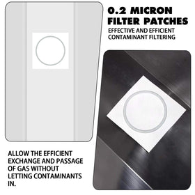 TonGass mushroom grow bag 0-2 micron patch closeup emphasizes breathable filtration.