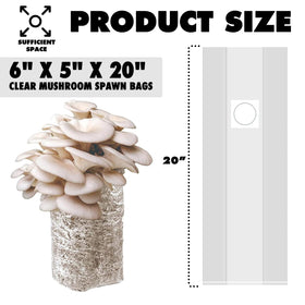 TonGass mushroom grow bag 6x5x20 side view highlights vertical space for better yields.
