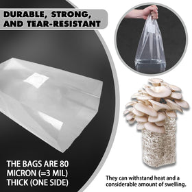 TonGass mushroom grow bag clear material enables easy moisture and contamination checks.