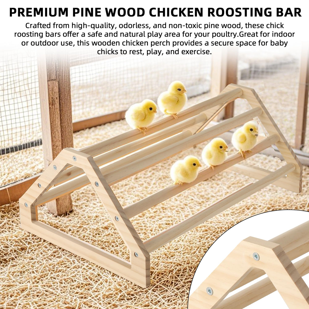 TonGass pine wood roosting bar offers natural, odor-free rest