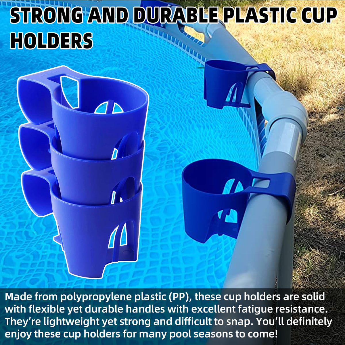 Easy clip-on installation with TonGass poolside cup holders in action.