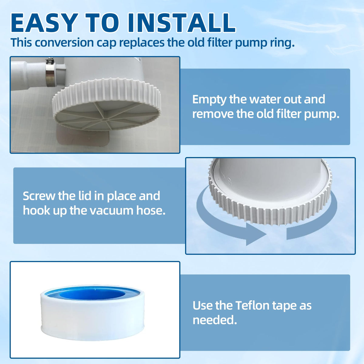 TonGass cap with internal rubber seal for secure fit