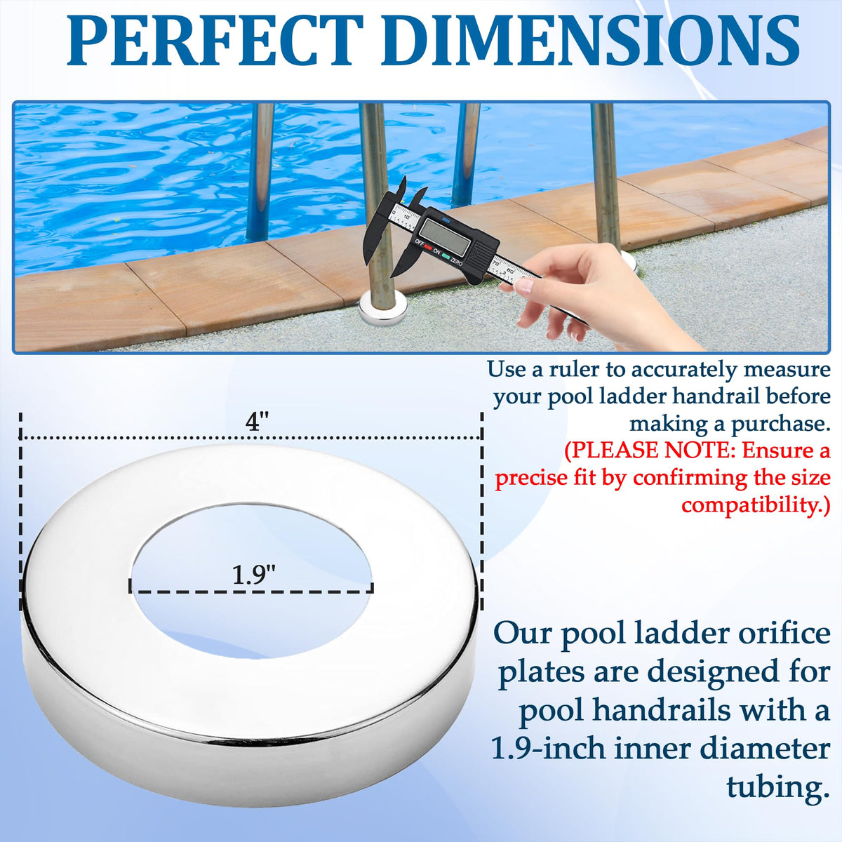 Close-up of TonGass stainless steel escutcheon with mirror-polished finish.
