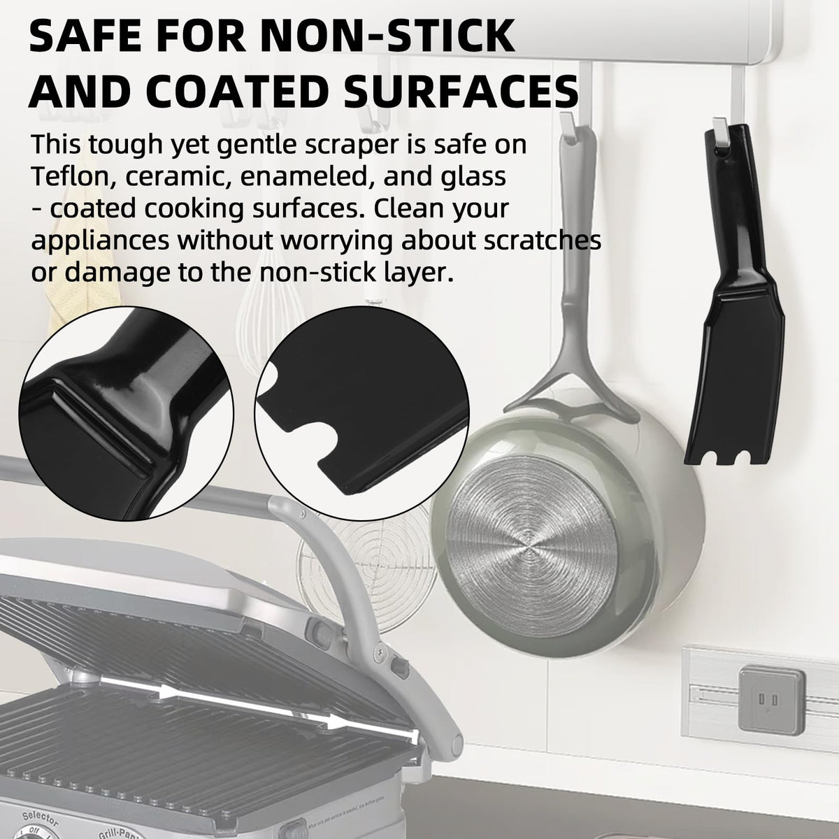 Ergonomic handle design provides comfortable grip during daily grill cleaning tasks.