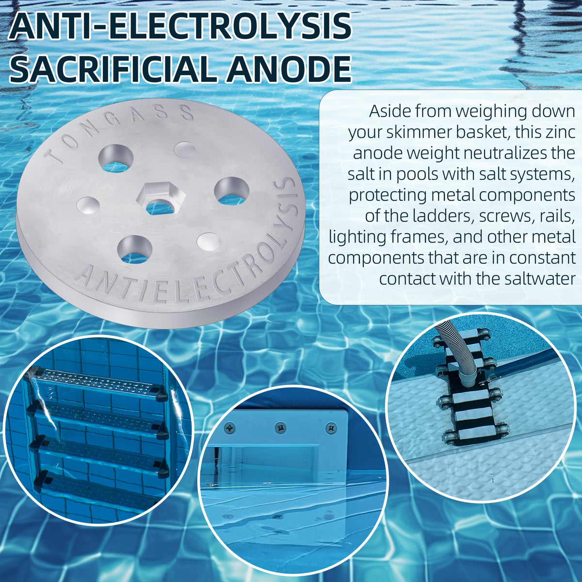 TonGass zinc anode weight closeup disk shows compact sacrificial protection