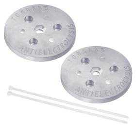 TonGass zinc anode weight inside skimmer view protects metal components from saltwater corrosion