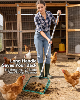Tongjing extended-handle 12-inch scoop reduces bending for comfortable all-day use.