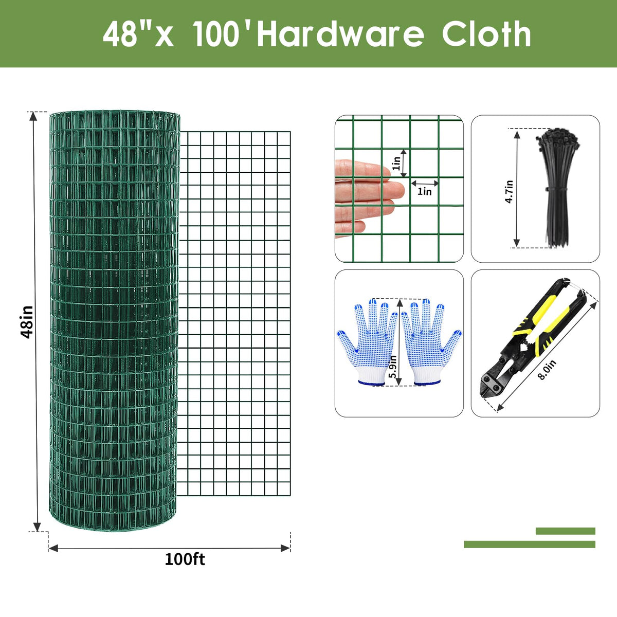 TONGMO 19-gauge green welded wire provides sturdy outdoor enclosures.