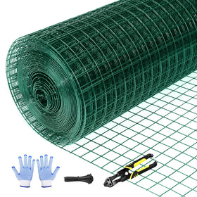 TONGMO 48x100 green chicken wire fence for poultry containment in the garden.