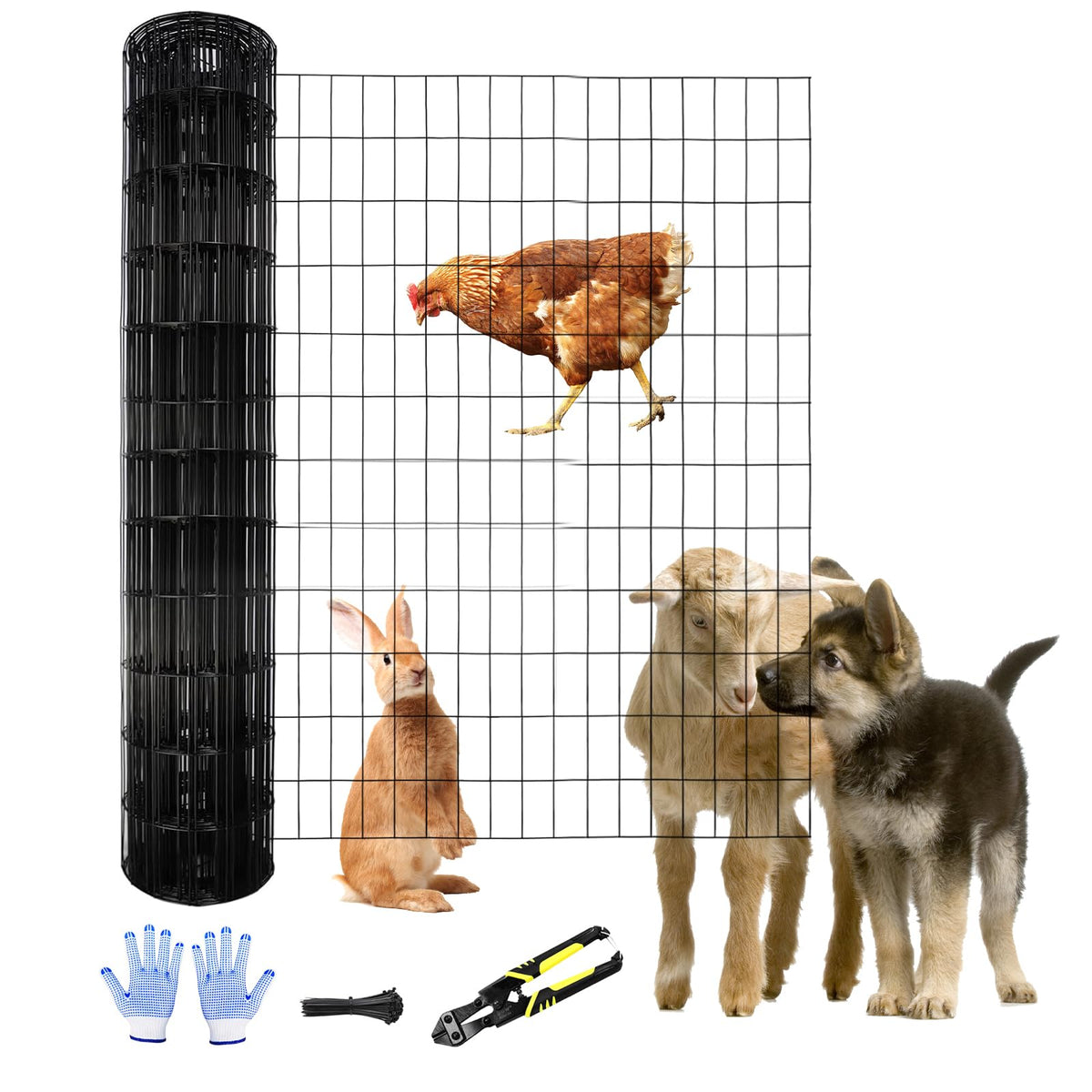 Tongmo black welded wire fence roll shows durable 4x100 ft coverage for yards and gardens.