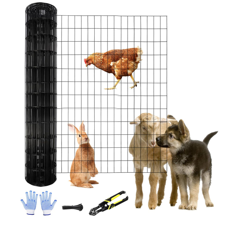 Tongmo black welded wire fence roll shows durable 4x100 ft coverage for yards and gardens.