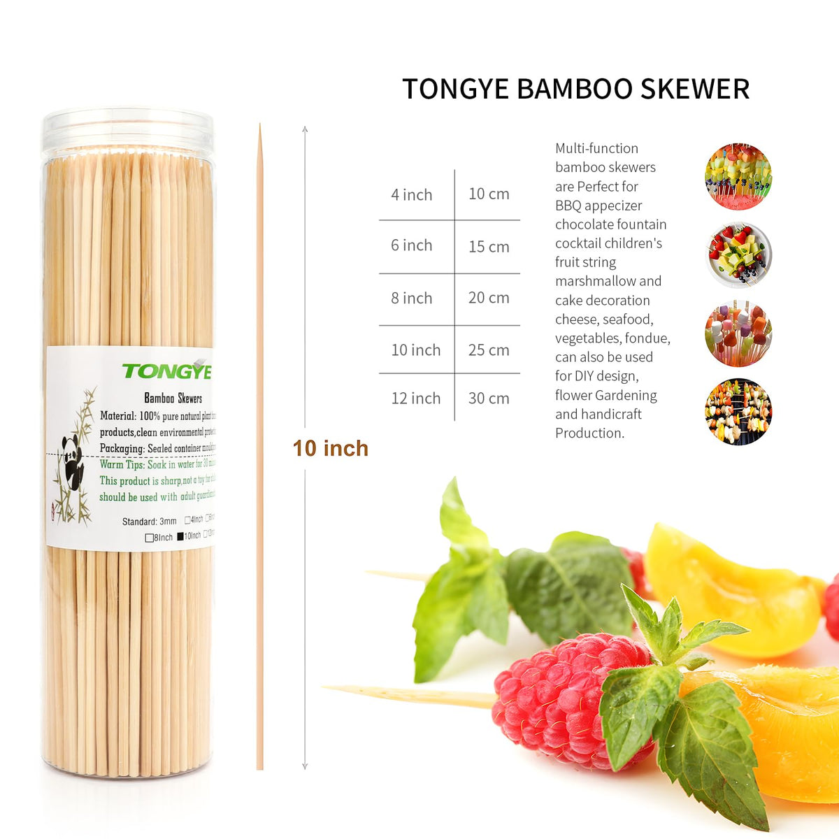 TONGYE 10inch skewers provide ideal length for even grilling