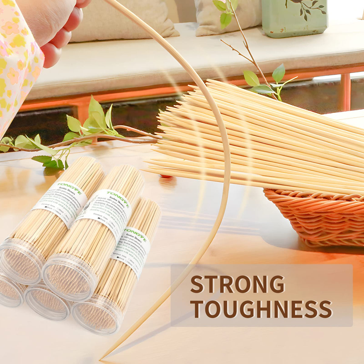 TONGYE sustainable plastic-free bamboo skewers for eco friendly parties