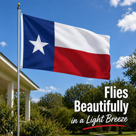 TONOS Texas flag fluttering in breeze, ideal for porch or yard