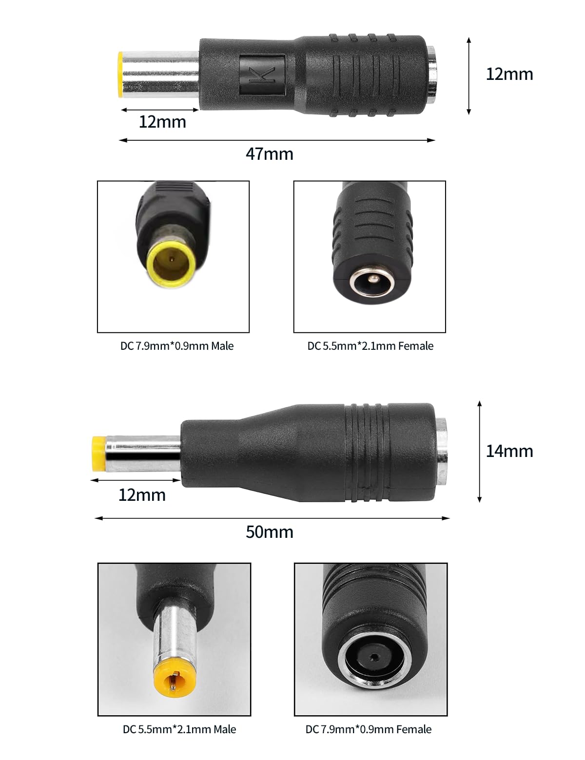 Tonton 5.5x2.1mm to 8mm male-to-female adapter for seamless panel-to-generator setups