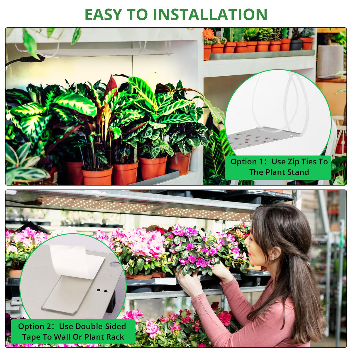TONYFUL LED Grow Light easy installation with included tape and zip ties.
