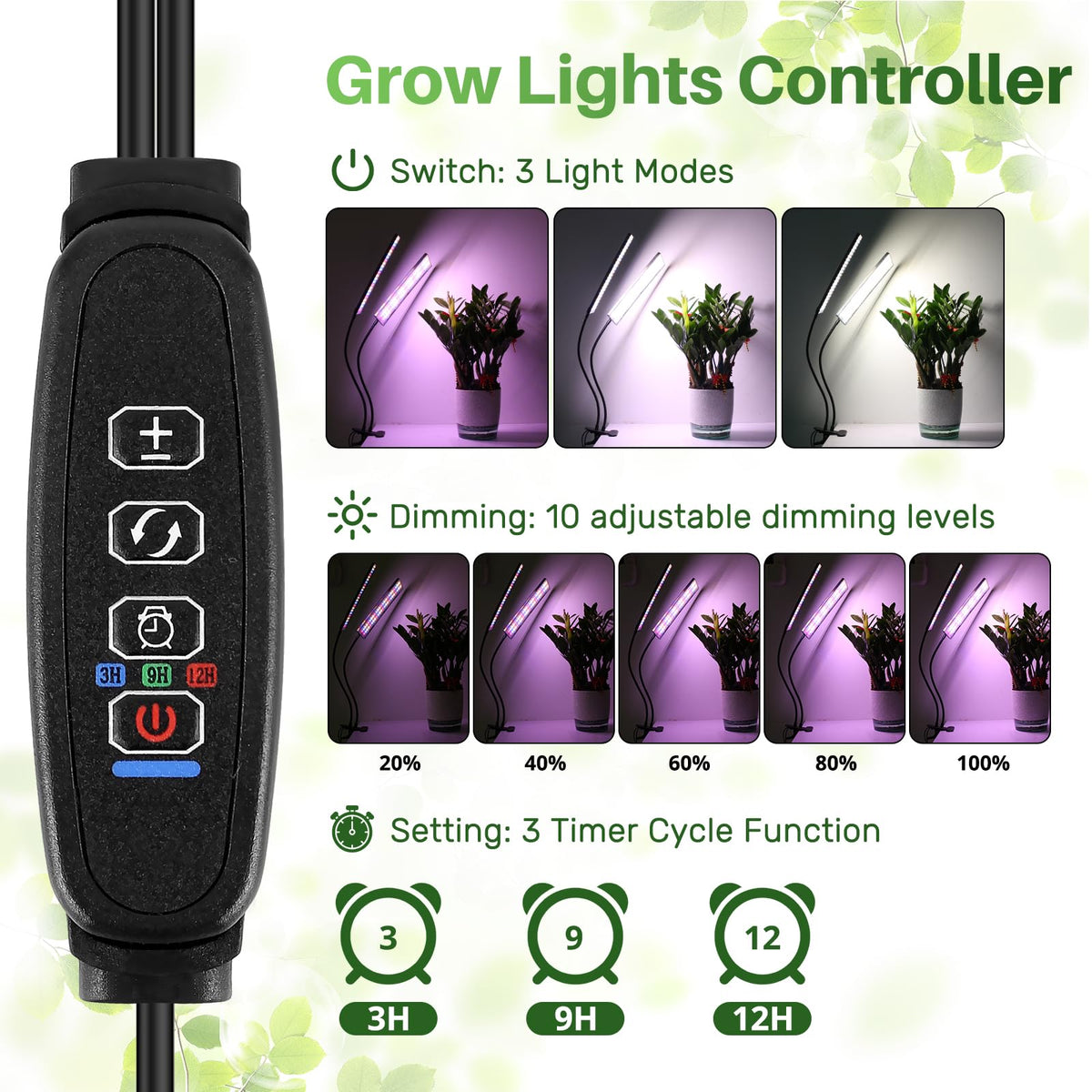 TONYFUL LED Grow Light full spectrum diodes support healthy plant growth