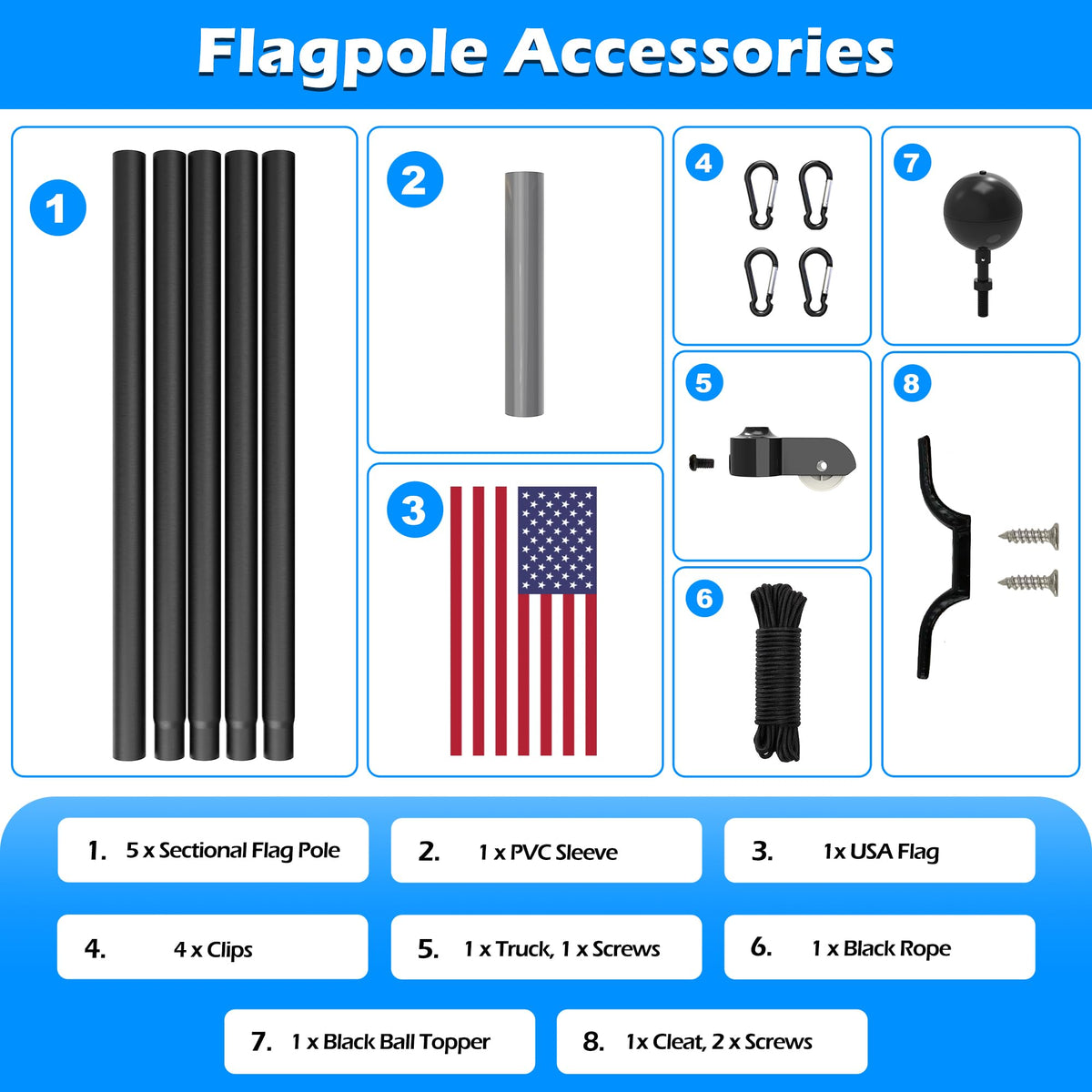 TONYINGO all-in-one flag pole kit saves setup time and effort.
