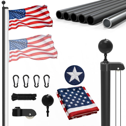 TONYINGO flag pole 20ft with US flag for durable outdoor display.