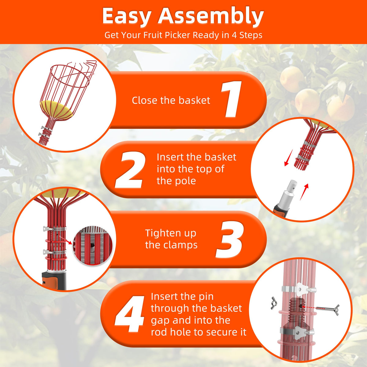TONYINGO six-level height adjustment adapts reach to trees safely