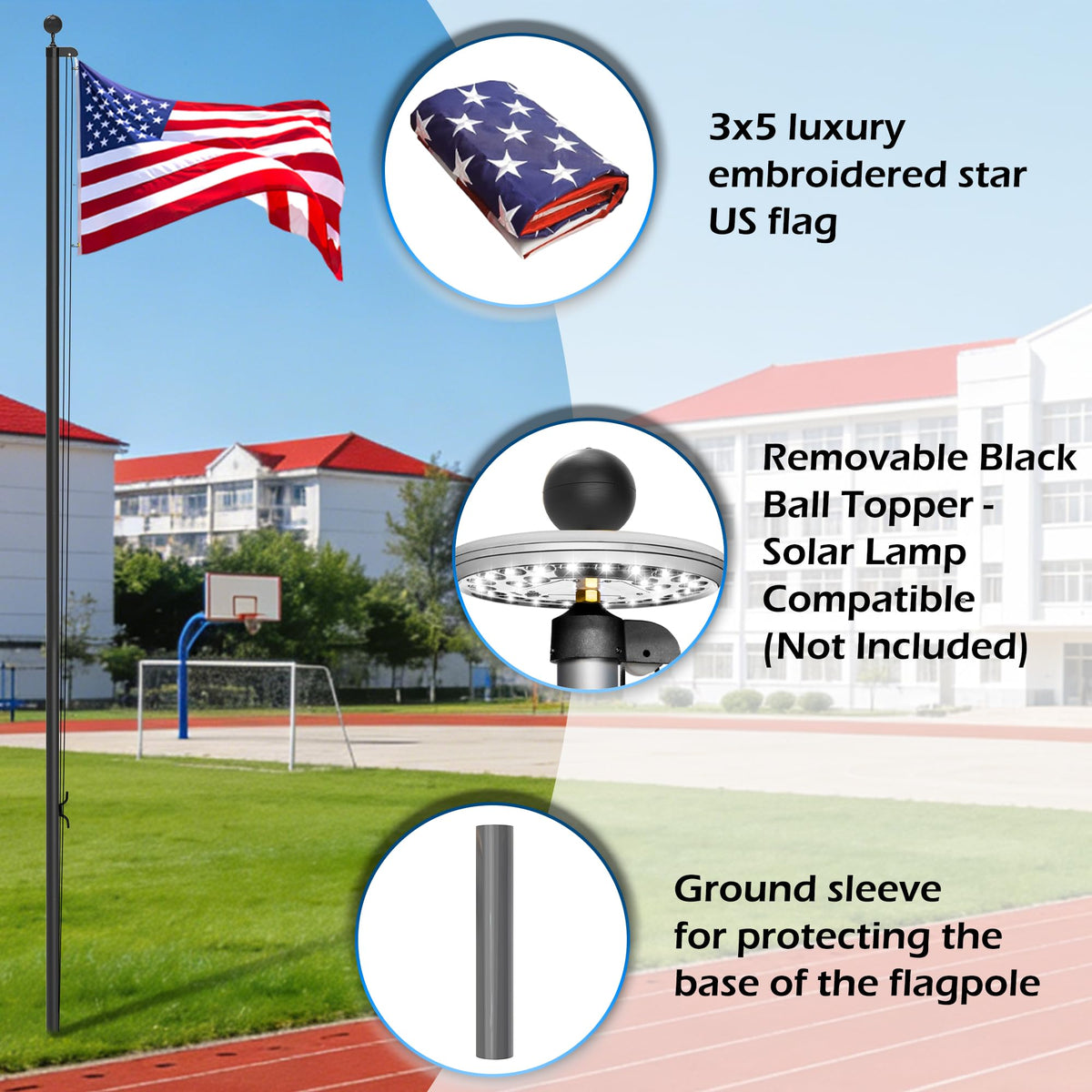 TONYINGO 3x5 embroidered US flag enhances patriotic display.