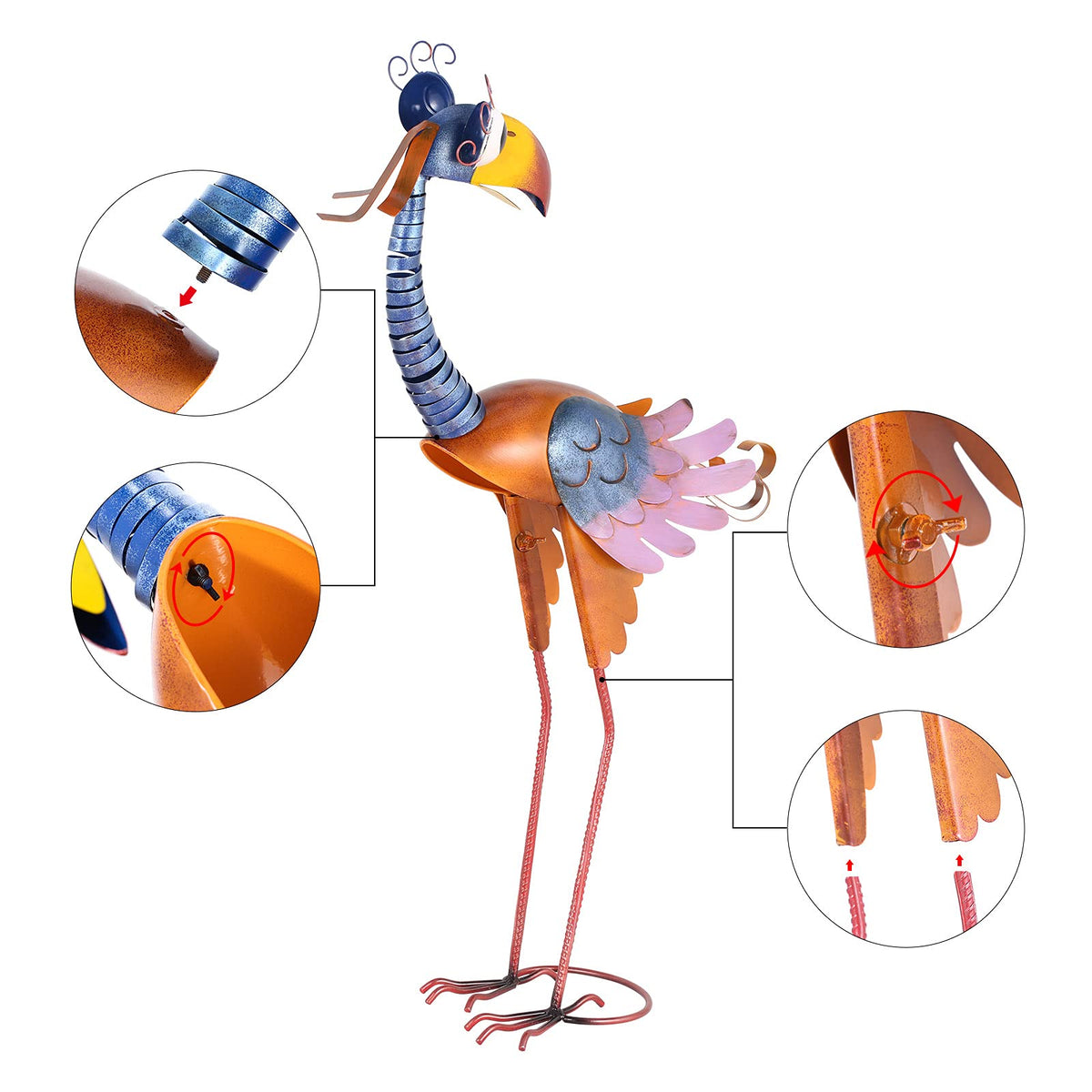 Tooarts 31-inch toucan sculpture easy to assemble for quick outdoor setup