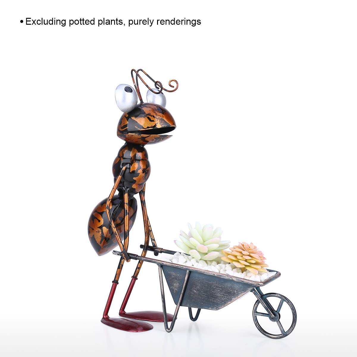 Tooarts ant garden decor: ant with barrow removable for creative storage ideas.